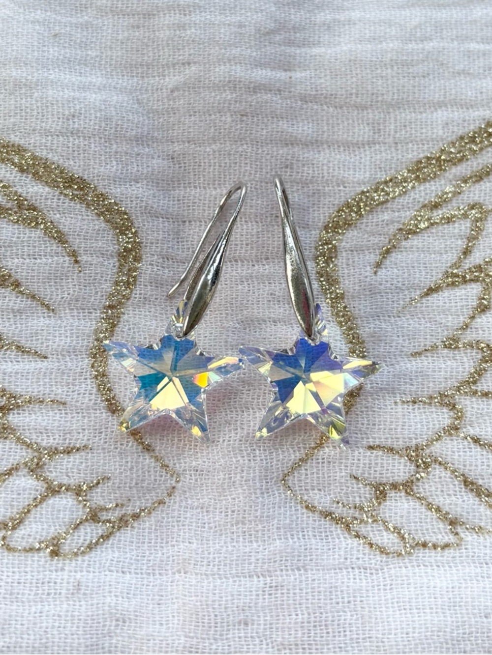 Aurora Star AB Crystal Drop Earrings - Sterling Silver